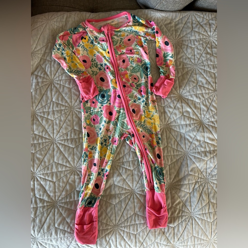 Little Sleepies Pink and Yellow Floral Footies